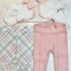 Janie & Jack 3 piece bundle 3-6M ponte pants cropped sweater and plaid capri